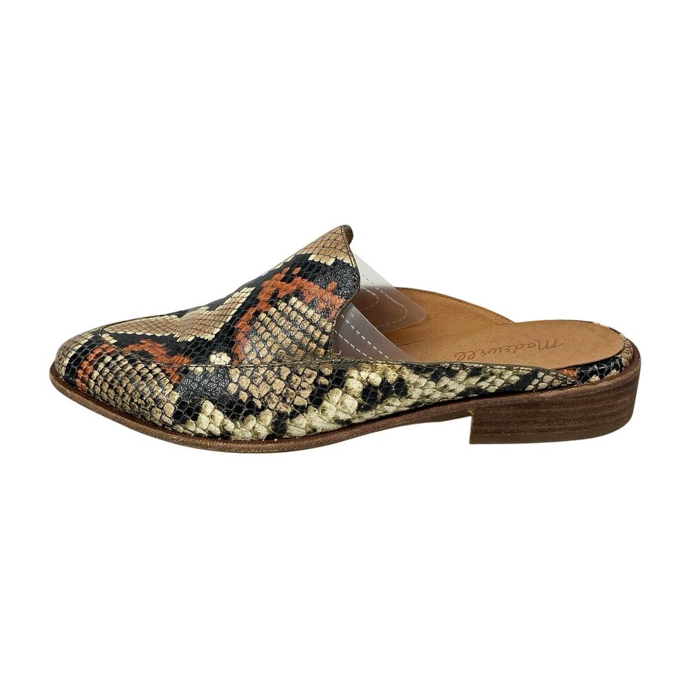 Madewell Frances Snake Skin Embossed Leather Pointed Toe Loafer Flat Mules 9.5